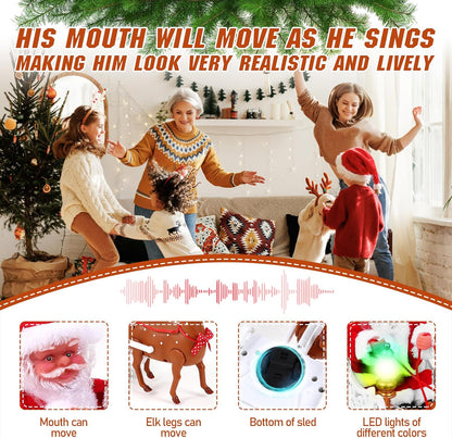 Gfilay Trineo de Papá Noel Animado con Reno y Música